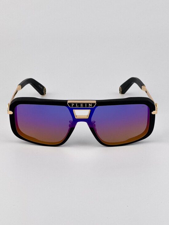 Philipp Plein Women’s Sunglasses Black Smoke Rainbow Mirror Pilot SPP008M 703V main image 6